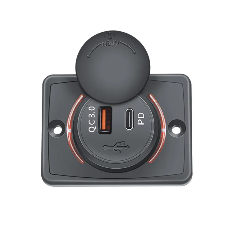 DC 12V 24V Панель поверхностного монтажа 48W двойной тип C USB A QC 3,0 QC3.0 Type C PD порт шины автомобильное зарядное устройство