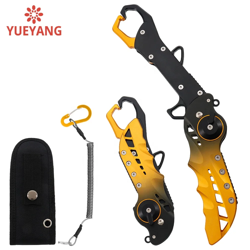 YUEYANG Fishing Grip Aluminum Alloy Stainless Steel Fish Lip Grip With Power Block Lanyard Fish Lip Grip