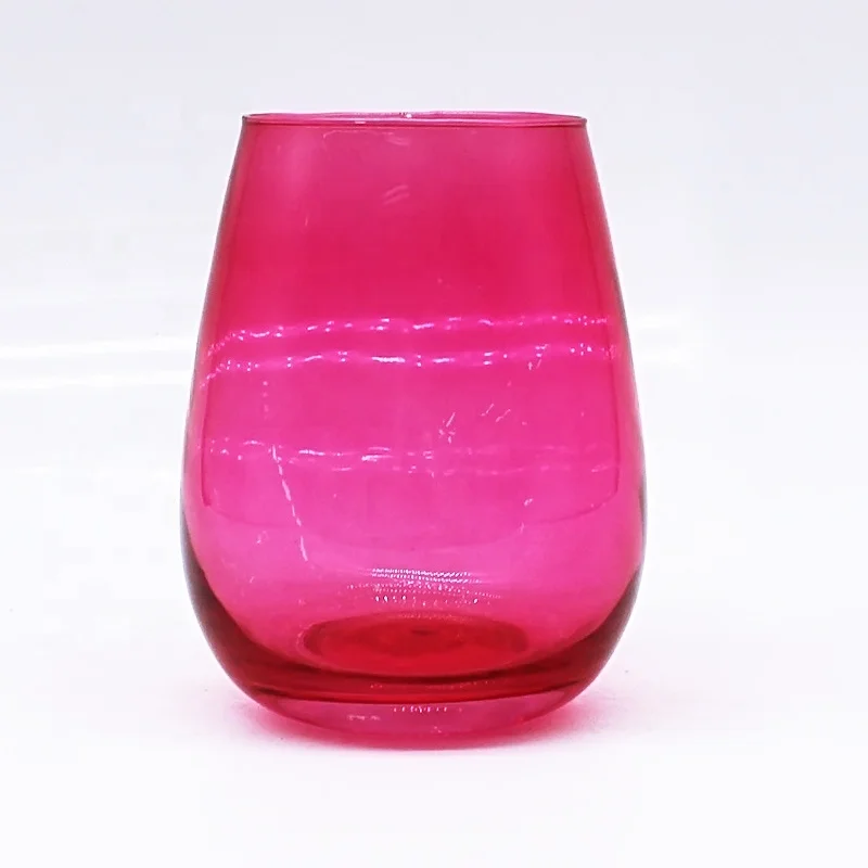 Top Seller Spray Color Stemless Wine Glass Tumbler Water Juice Glass Custom Wine Glass