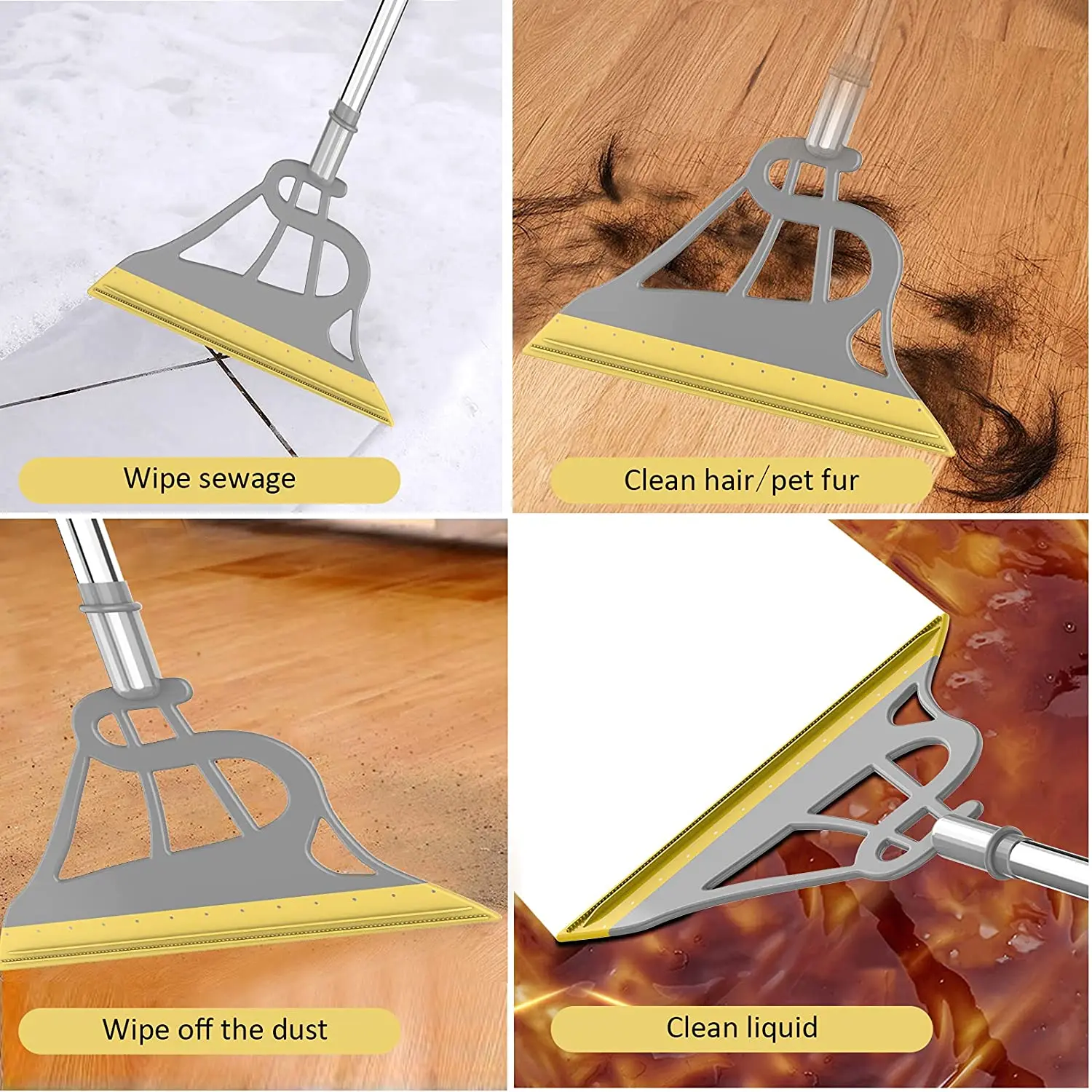 32*130CM Factory Wholesale Multifunction Magic Broom Sweeper, 2 in 1 Rubber Easy Remove Water, Pet Hair, Dust, Window Cleaning