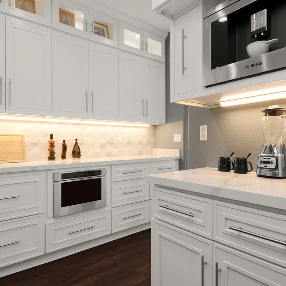 Modern Style Solid Wood Painted Kitchen Cabinets Ready Assemble Modular Design American Apartments Including Plywood MDF Hinge