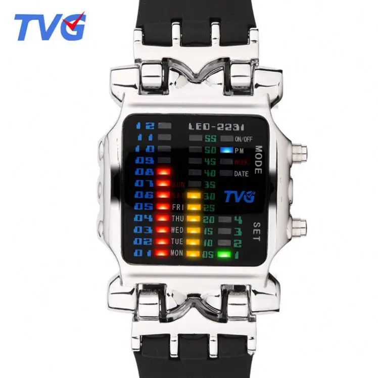  TVG 2231 новые светодиодные цифровые мужские наручные часы 2019 крутые креативные цветные светящиеся водонепроницаемые повседневные готовые к