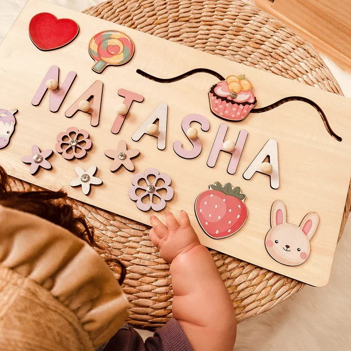 Wooden Toys kid toy puzzle Personalized Wooden Name Puzzle for dropshipping