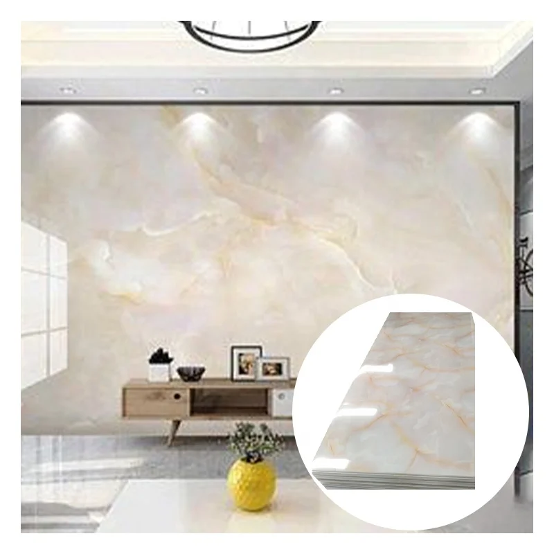 Best Price Waterproof Glossy PVC Marble Sheet UV Coated With Fancy Style