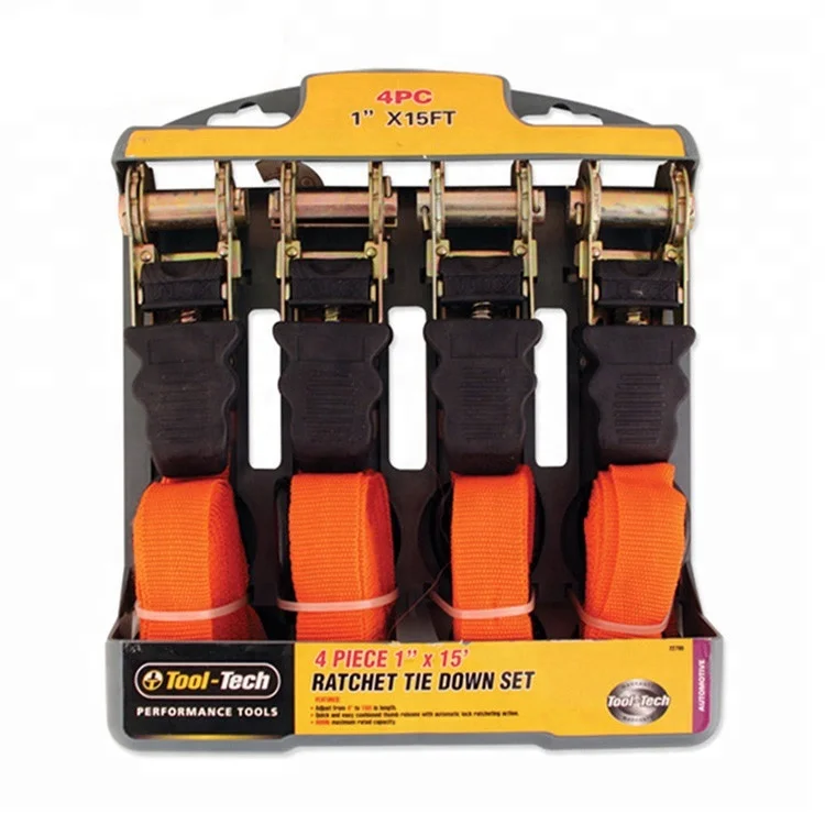 OEM/ODM High-Safety Ratchet Tie-Down Straps for Car Haulers Polyester Material with High Breaking Load Factory Supplier