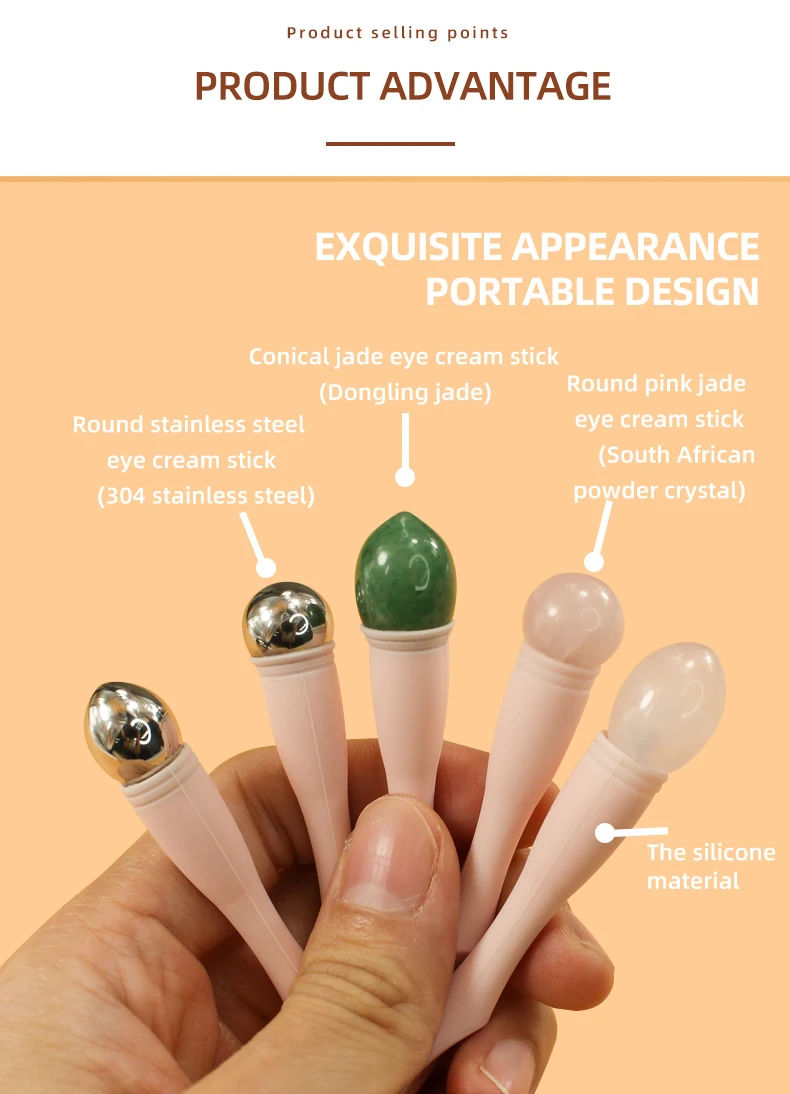 wholesale beauty tools Stainless steel spatula jade eye massager eye cream stick facial spoon cosmetics spatula silicone