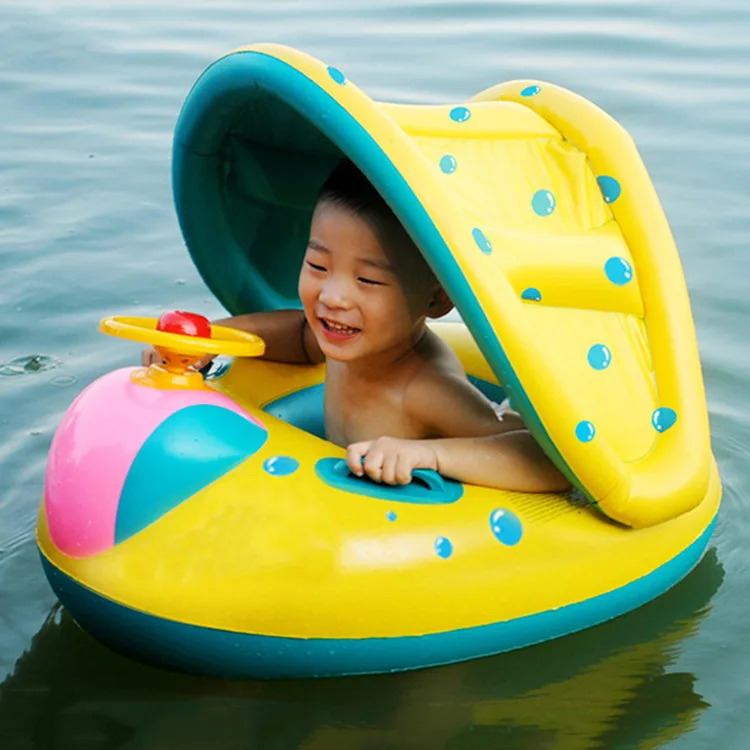 OEM ODM Summer Inflation Baby Chest Float with Canopy Floater Baby Float Swimming Pool Ring