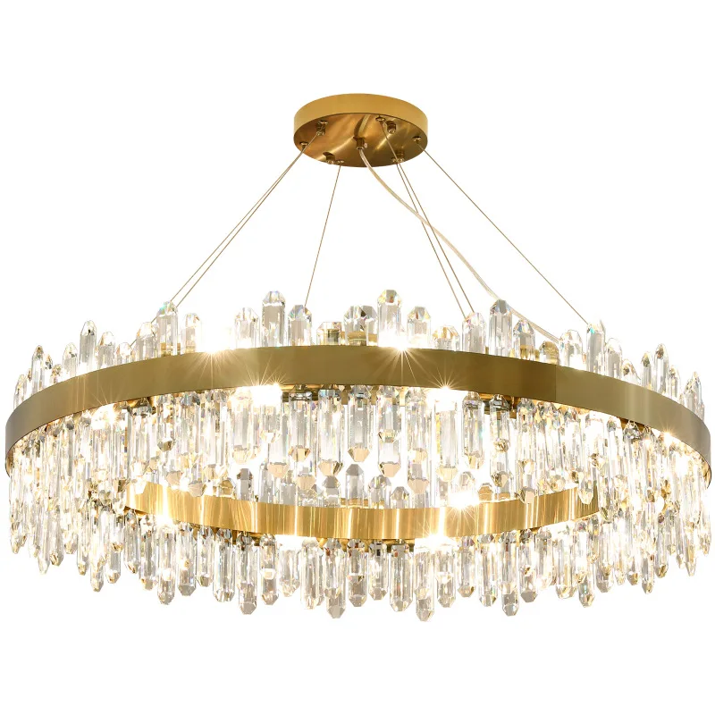 Luxury Living Room light hotel led lamp large round ceiling mounted lighting pendant lights crystal chandelier