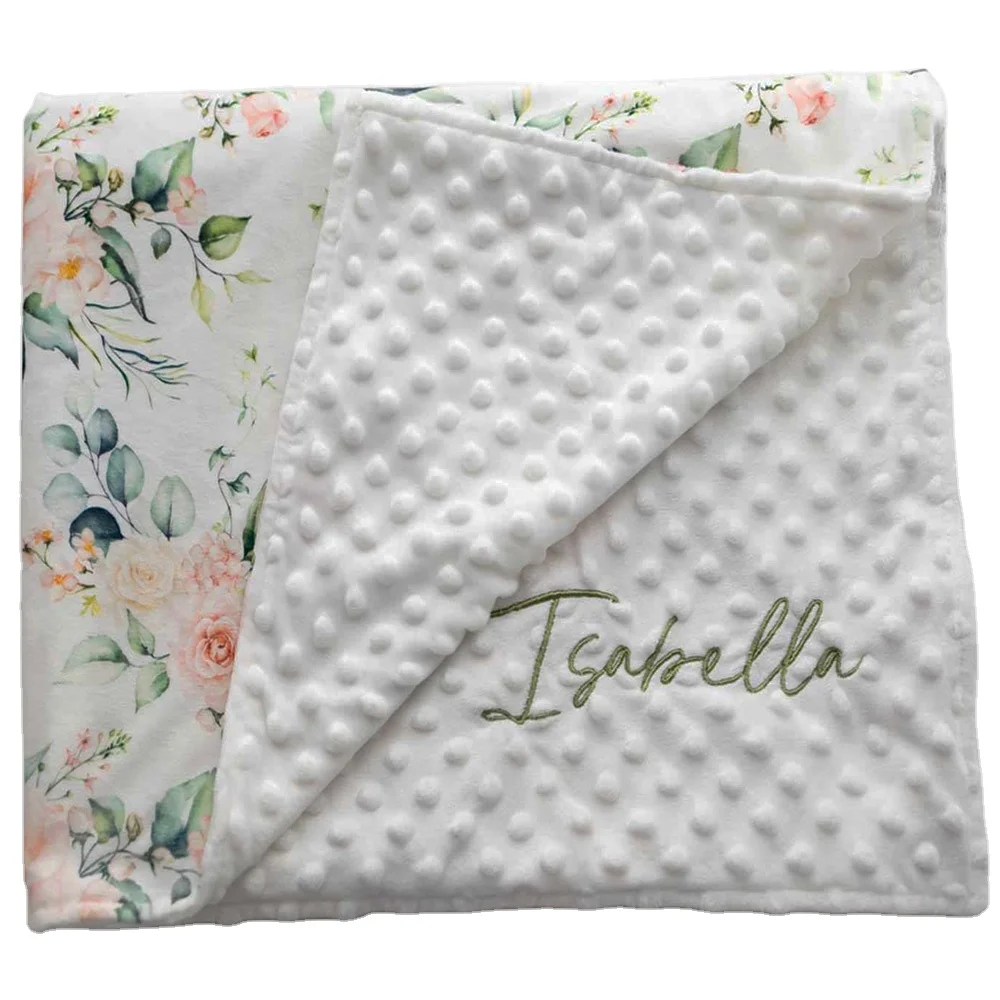 Birthday Gift Custom Printed Embroidery Name Soft Fluffy Newborn Baby Throw Blanket