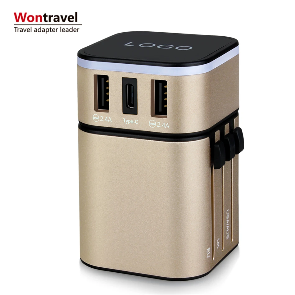 Wontravel usb type c travel adapter AU EU US UK all in one multi plug travel charger