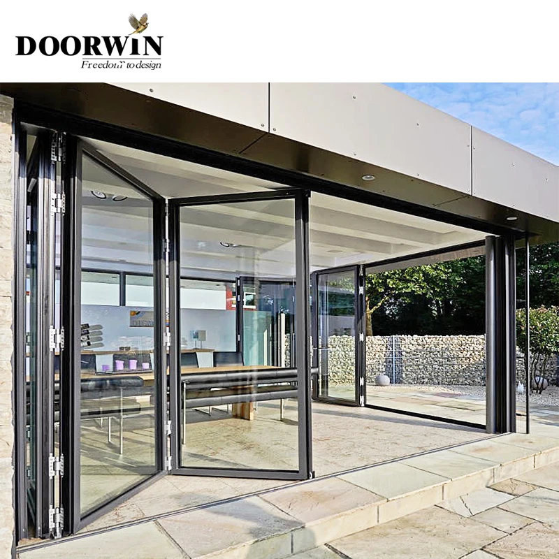 6 panel entrance doors design customer color accordion door with IGCC/SGCC certified tempered glass bi-folding door