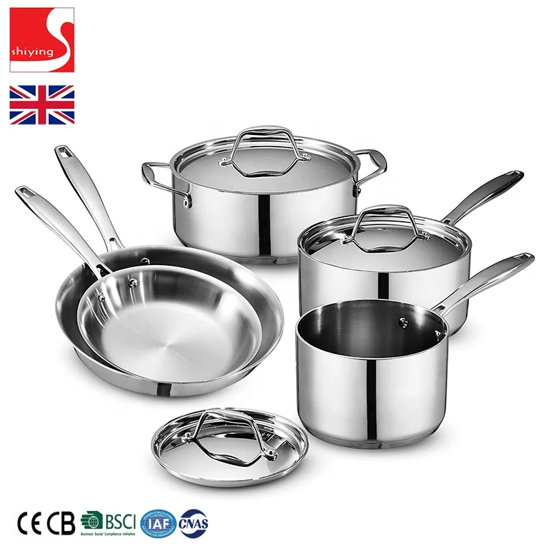 SY-Kitchenware 3 piece saucepan stainless steel cookware set pots and pans set induction cooking 14 16 18cm