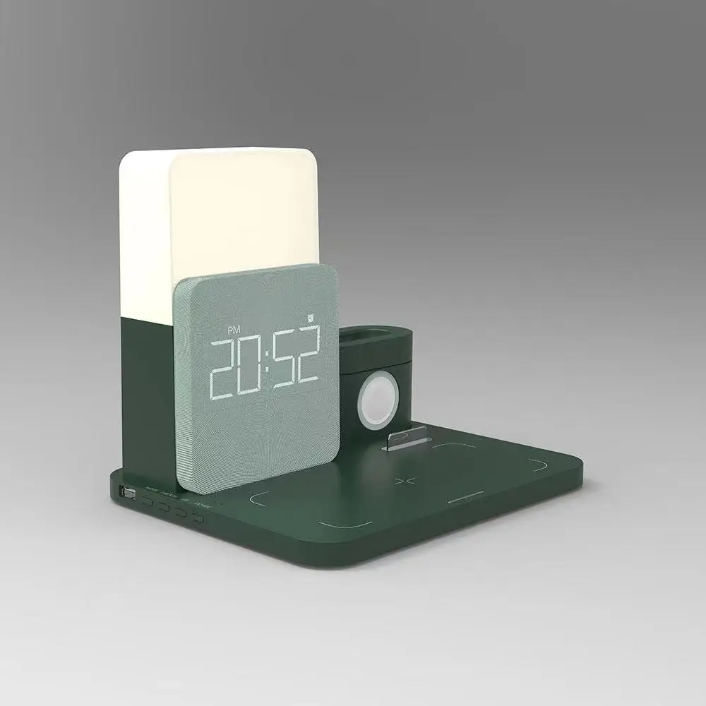 3 IN 1 Digital Alarm Clock Desk LED Lamp With Wireless Charger Station