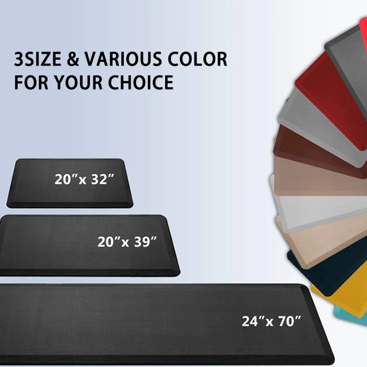 12mm Non Slip Waterproof Rug Anti Fatigue Kitchen Standing PVC Mat With Beveled Edge