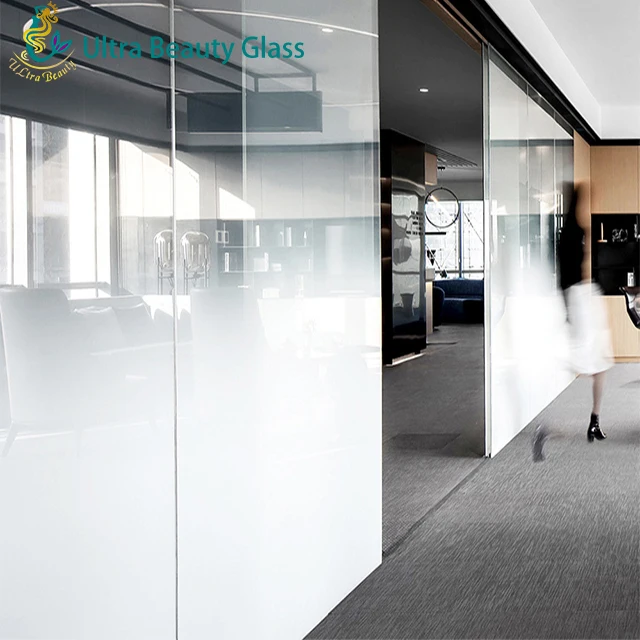 Glass Company Supply Gradient Frosted Acid Etched Privacy Protection Decorative Tempered Laminated Building Float Glass