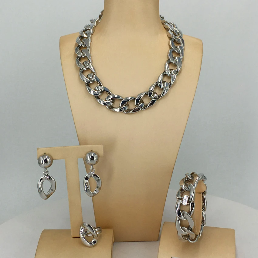 High Quality Brazilian Gold Jewelry Set Necklace Bracelet Chain Jewellery Set Italian Gold Plated Jewelry Sets