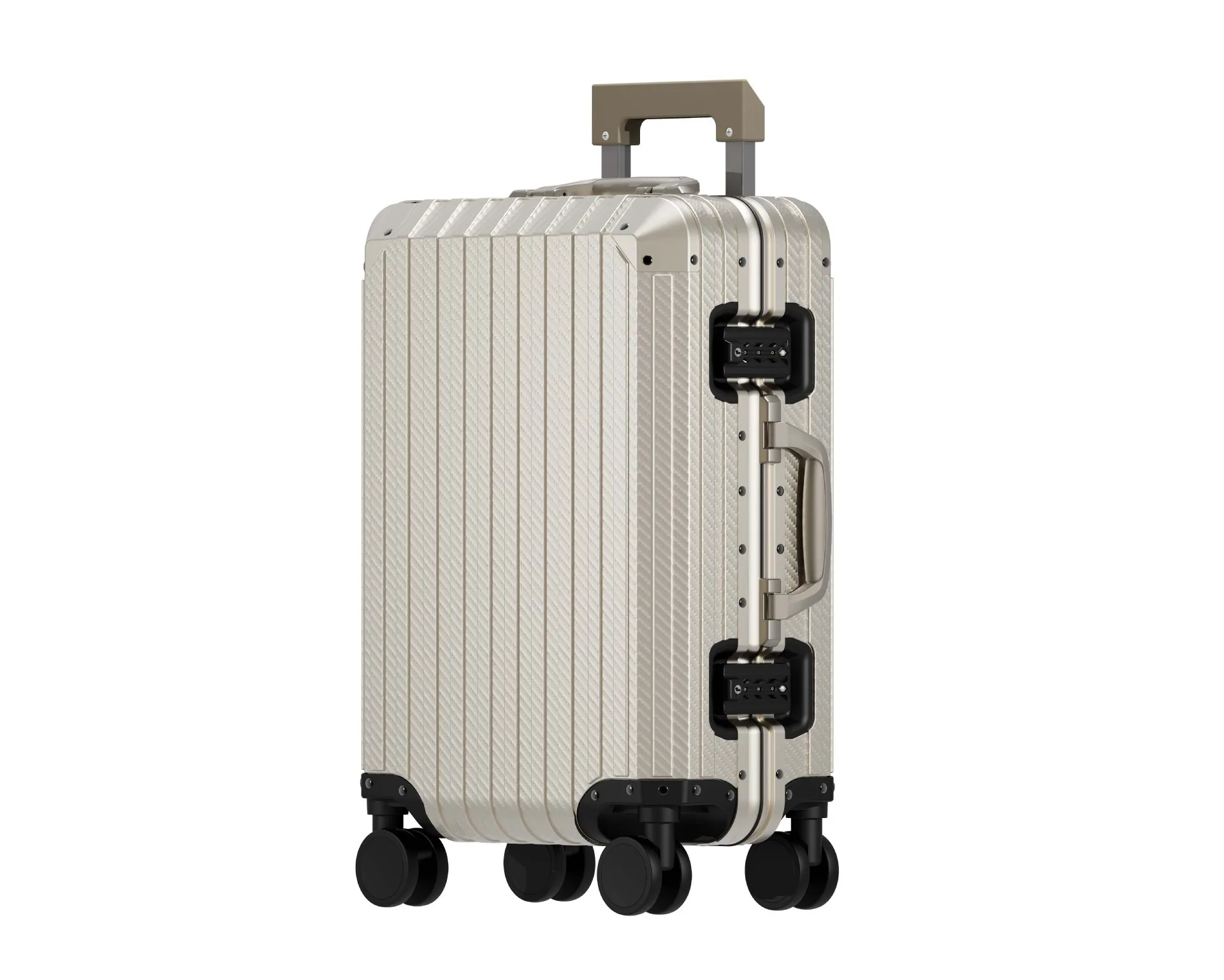 100% Full Aluminum Suitcase Koffer Travel Daily Use Business Luggage Designed Traveling Case With Woven effect