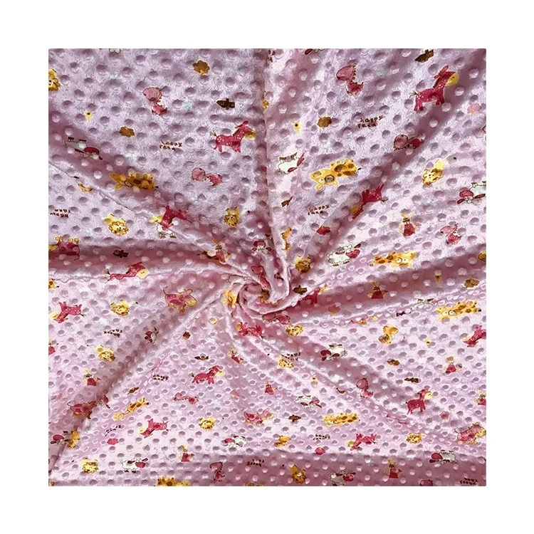 High quality Mink Point fabric Print 100% Polyester Super comfortable soft toy baby blanket fabric