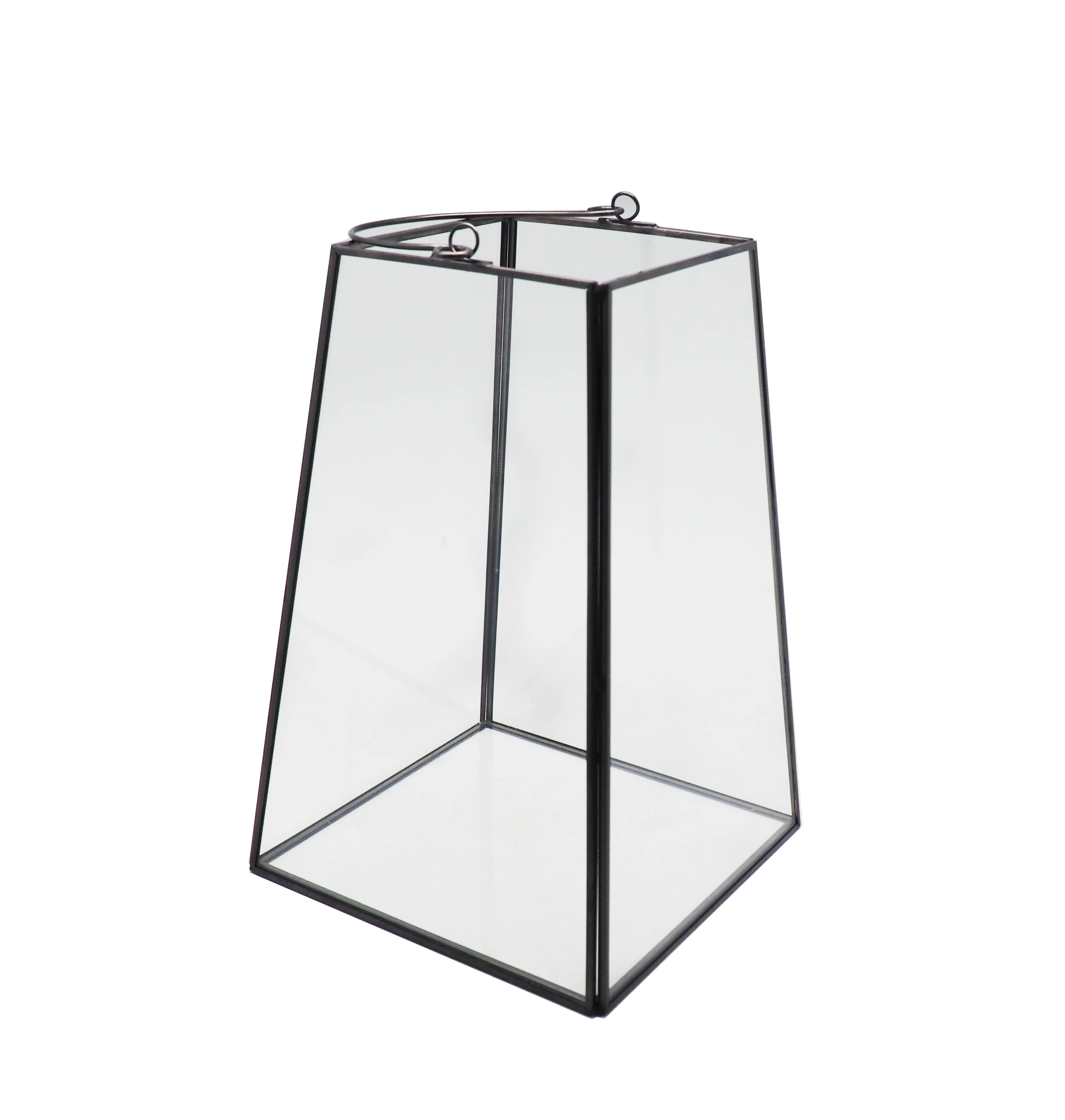 New style home decor square glass and gold lantern candle holder