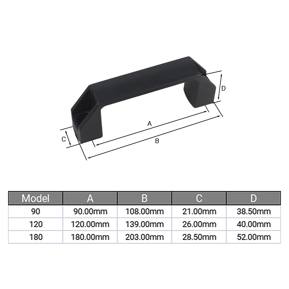 Durable high-strength 180 mm Plastic Nylon door handle for Industrial T slot  aluminum extrusion profile furniture cabinet han