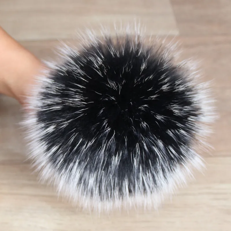 XJ Top quality fluffy balls Real raccoon fur pom poms with snap button for beanie hat