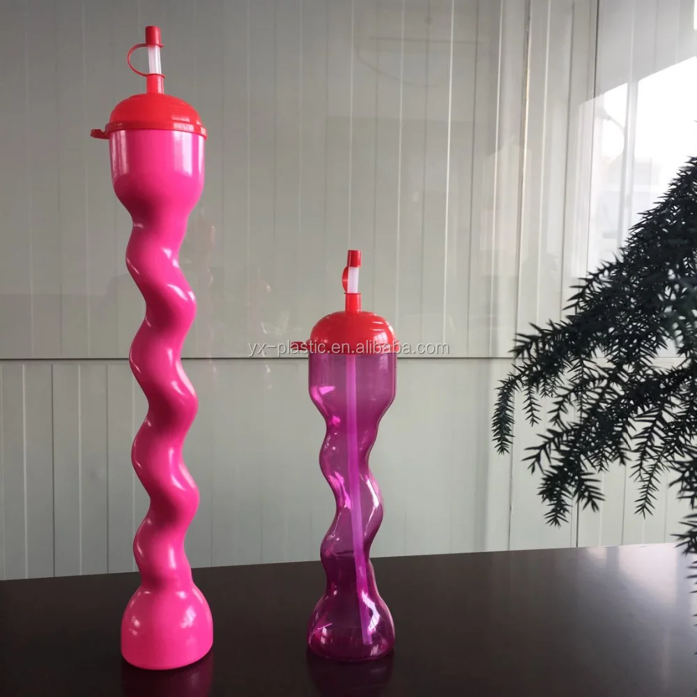 Plastic Twist Slush Yard Cup with Straw and Lid