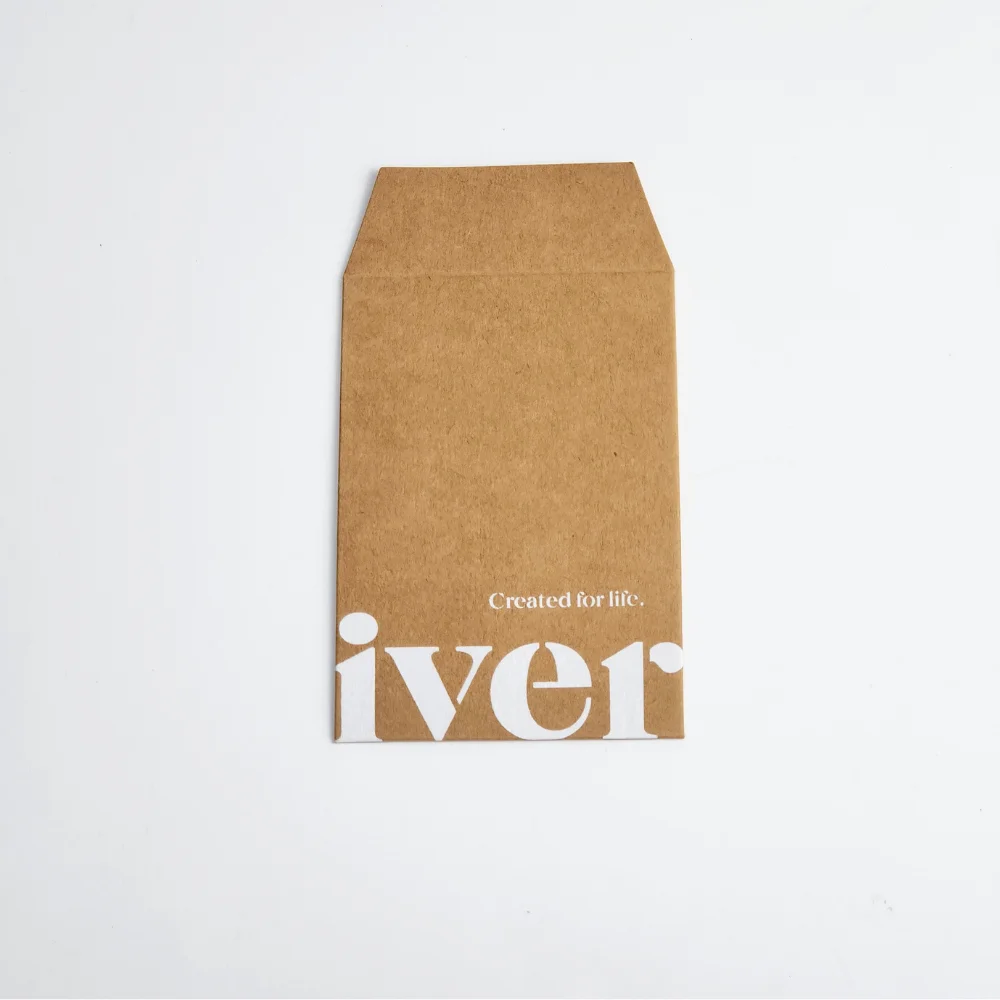 Hot Sale Custom Paper Kraft Brown Yellow Mini Coin Packaging Envelope with White UV Logo Printing