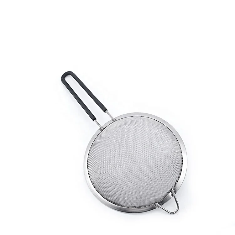 Kitchen Premium Quality S/S Stainless Steel Mesh Colander Flour Sifter Sieve Mesh Strainer with Silicone Handle