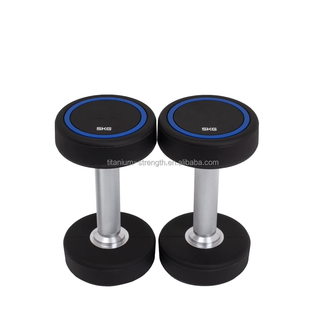 Cheap Wholesale 2.5~70kg Cheap Urethane Dumbbells Gym Exercise Fitness Weights Round Head CPU Dumbbells