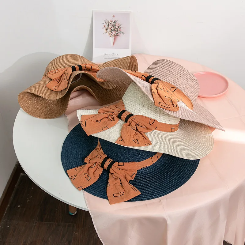 
Wholesale luxury Oversize Large Brim Womens Floppy handmade Sombreros summer sun beach hat straw hat 
