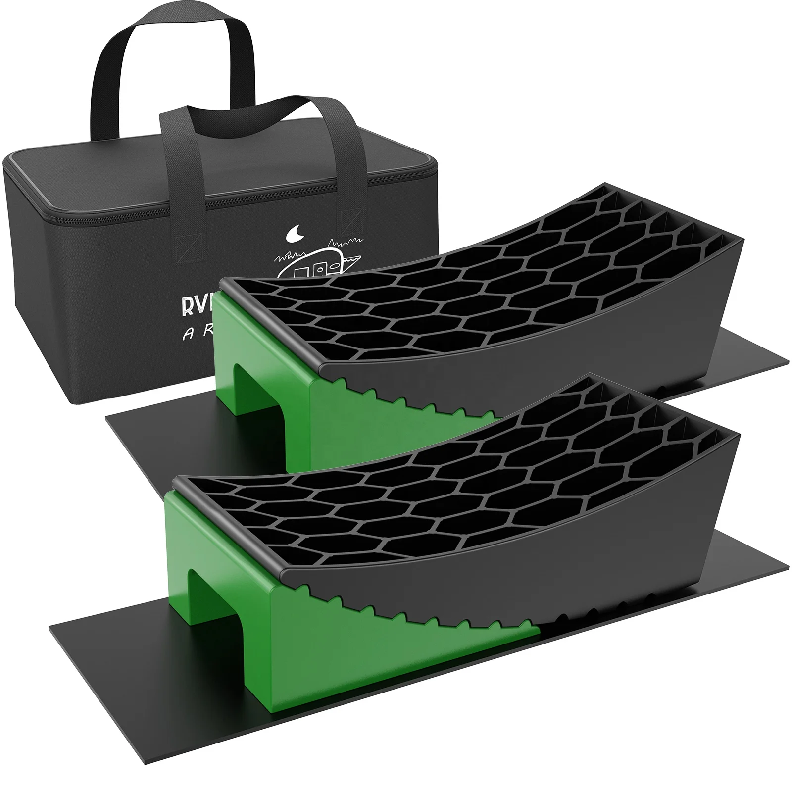 Camper Leveler 2 Packs, New Version RV Leveling Blocks Ramps Kit for Travel Trailer, Up to 35,000 lbs, Non-Slip Design