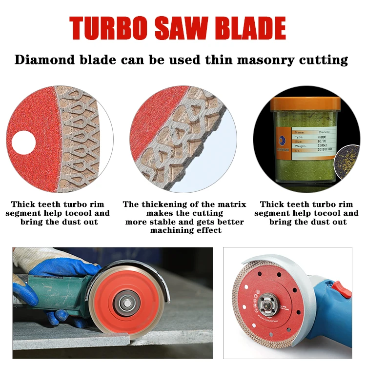 DEYI OEM High Quality Steel Diamond Saw Blade Disk 105mm 115mm 125mm Mesh Thin Turbo Cutting Saw Blade Porcelain Tile Cutting