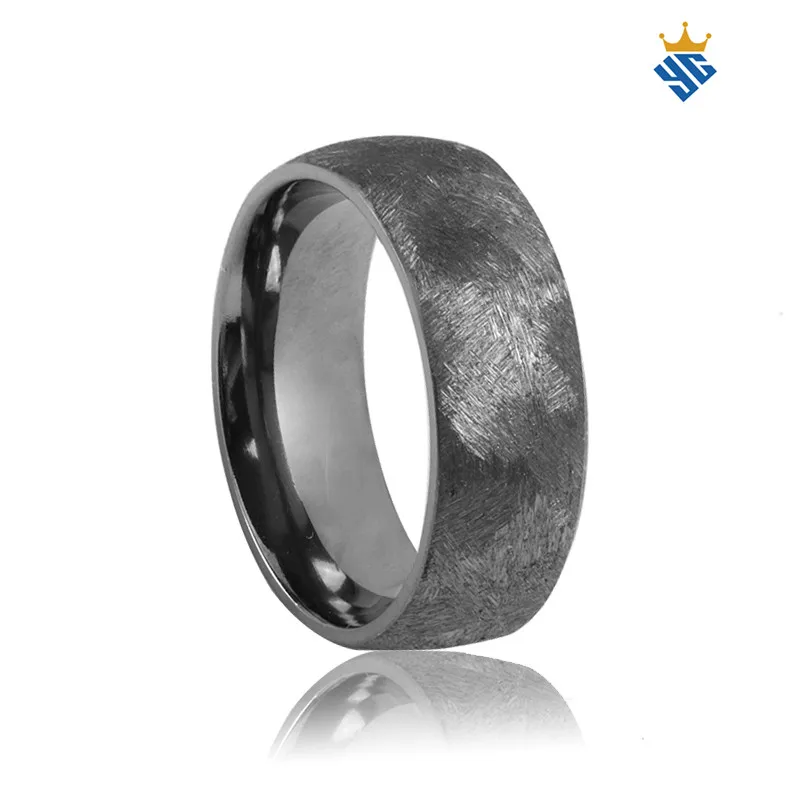 Contemporary rare metal tantalum rings hypo allergic mix brushed dome tantalum wedding ring sets