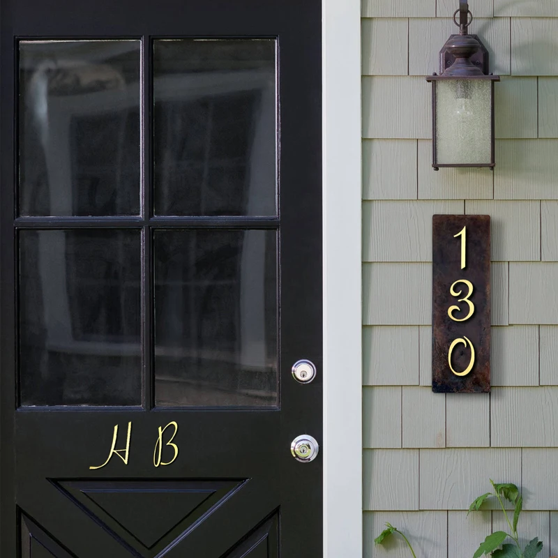 Qiansi WH-0024 Retro Decoration Brass Digital House Number and Letter Self-adhesive Creative Hotel Numbers and Letters Plate