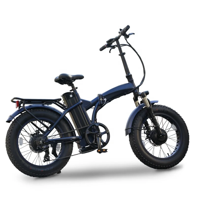 48V 500W Dual Hub Motor Electric Snow Bike Super Power Electric Folding Bicycle 4.0 Fat Tire E-Bike Mountain