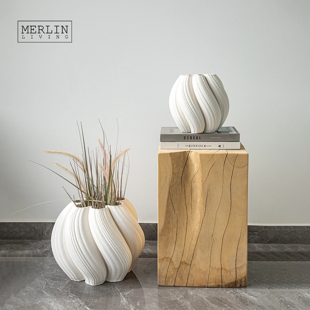 Merlin Living 3D Printing Ceramic vase Modern and simple home decor vase Chaozhou Ceramic Factory Wholesale
