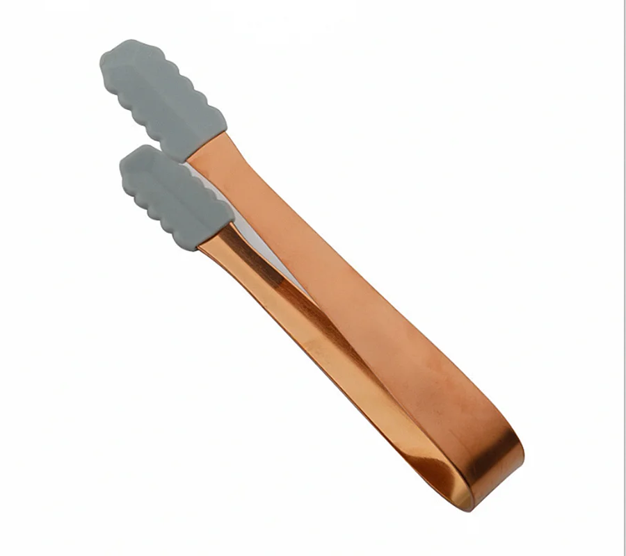 Kitchen Bar Accessories Mini Silicone Stainless Steel Food Serving Whiskey Cube Sugar Ice Tong