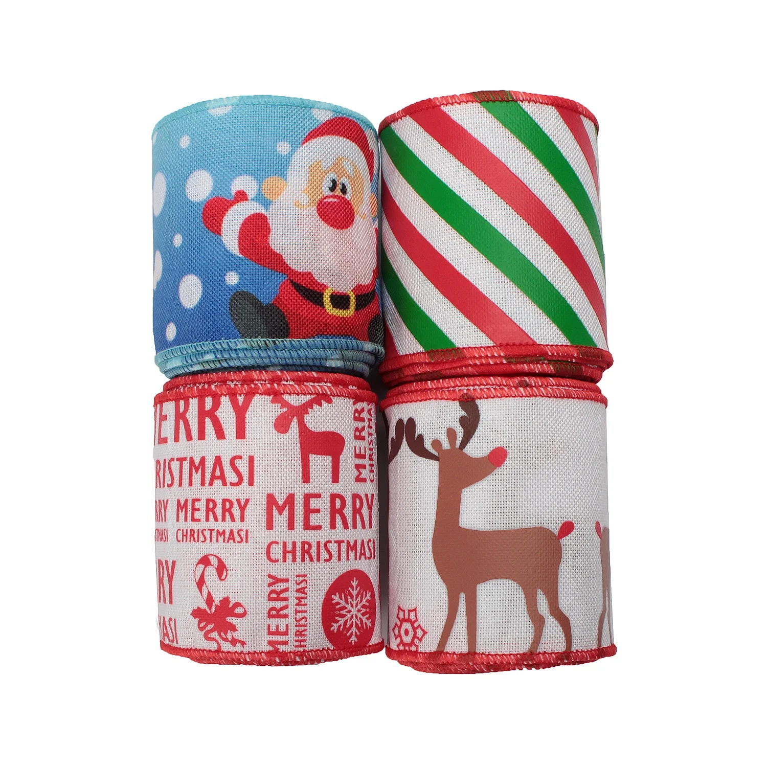 
Huihuang Factory Wholesale Price Custom Holiday Christmas Decoration Wired Edge Ribbon Wreath Ribbon 63mm 