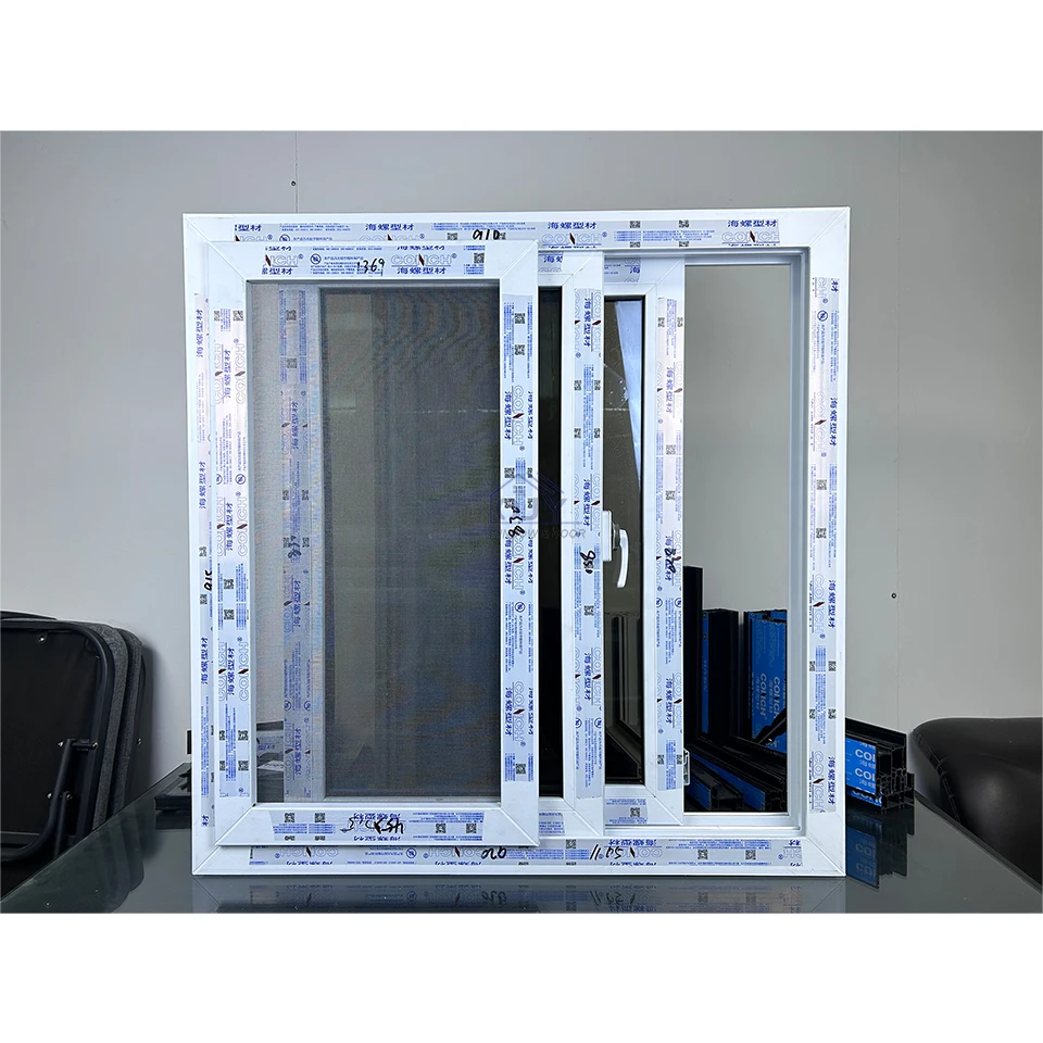 Good Price UPVC Windows Black PVC Windows Double Glaze Gray PVC Sliding Black Vinyl Windows