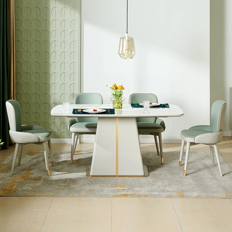 127809 quanu дешевые обеденный стол на 6 персон комплекты спеченный камень обеденный стол с деревянной основой