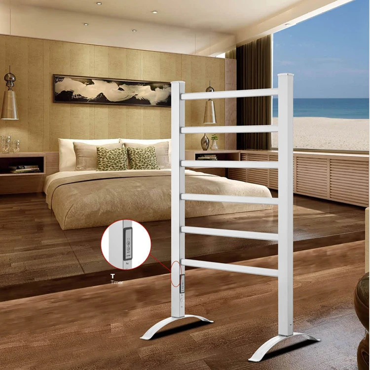 Factory Direct Hotel Bathroom Electric Heating Smart Towel Rack Ladder Style Natural Bath Stand Towel Rack