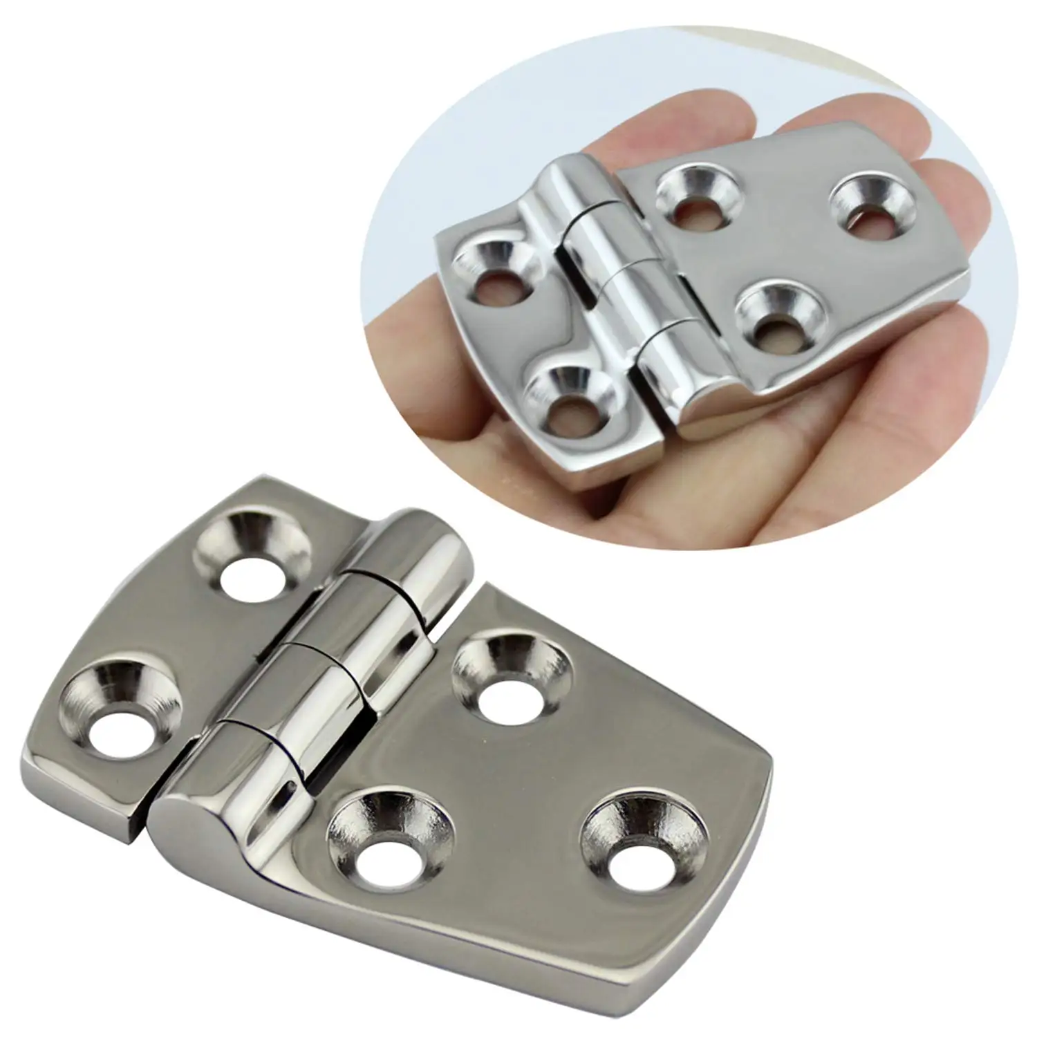 Marine Grade Cast Solid 316 Stainless Steel Mirror Polished Shortside Hinges