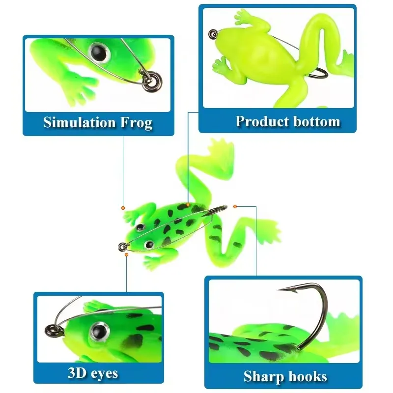 wholesale Anti-hanging bottom simulation frog various weight lure soft frog bait PVC frog bait for black fish
