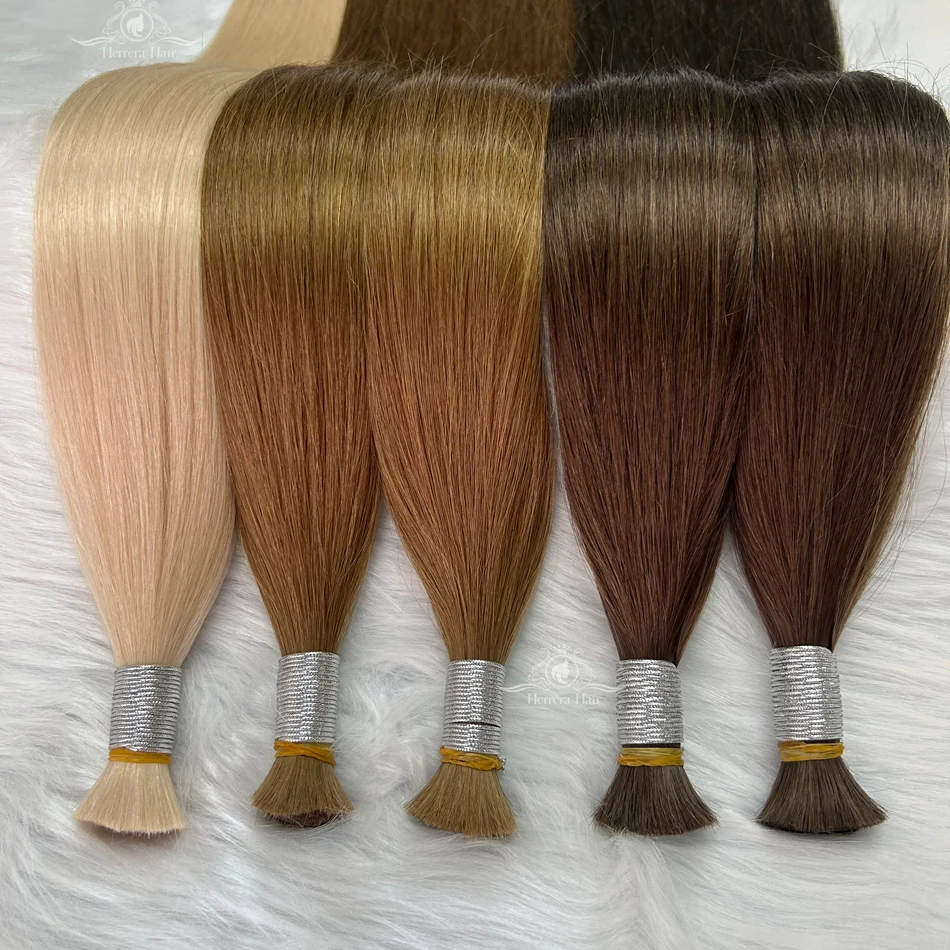 Top Quality Unprocessed Hair Vendor Double Drawn Virgin European Extensiones Cabello Humano Natural Russian Raw Bulk Human Hairs
