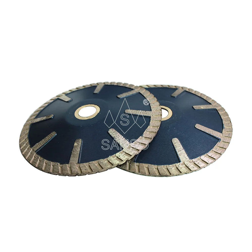 Hot pressed dry cutting protection segmented diamond cutting disc 125mm for granite sandstone lavastone