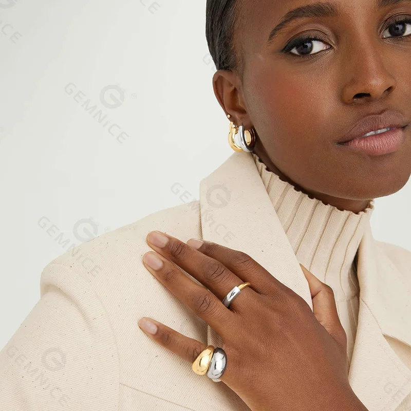 925 sterling silver two-tone Gold & Silver tube ring