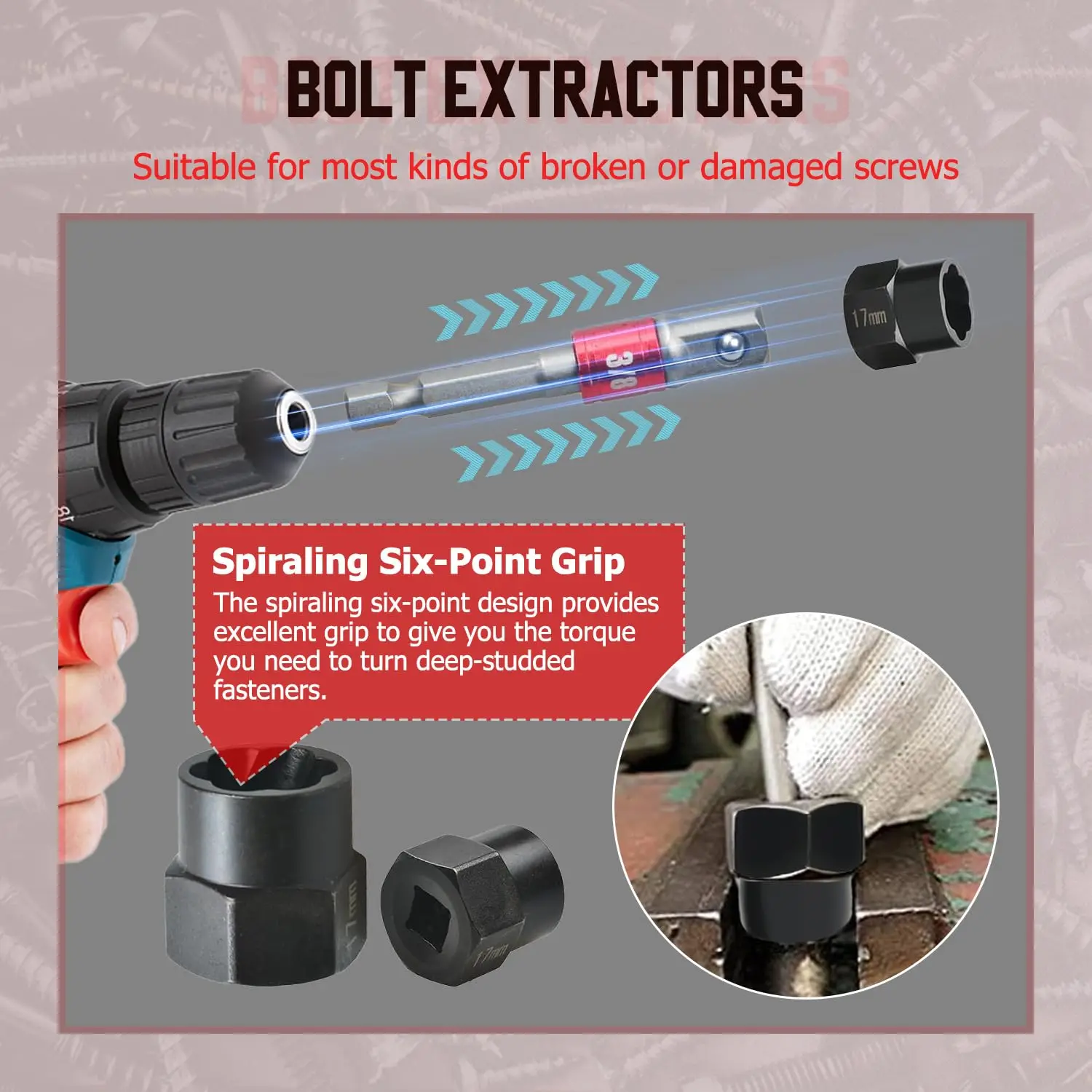26PCS Screw Extractors - Nut Splitter Tool Cracker Set Bolt Extractor Tool Set Screw Removal and Nut Splitter Kit
