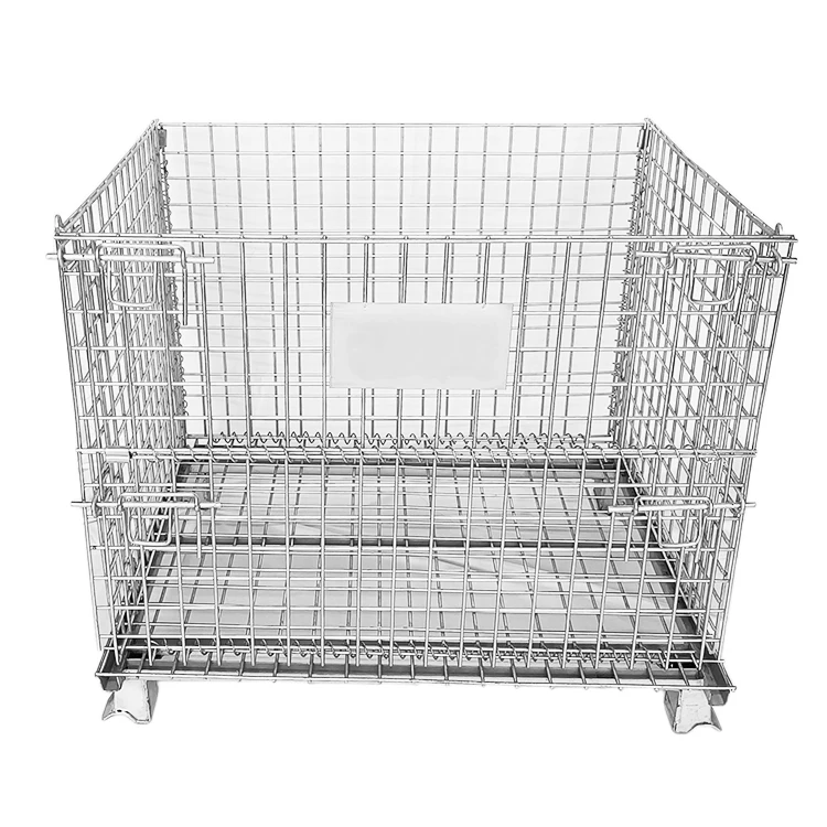 Сверхпрочная стальная вместительная складская сетчатая коробка, металлическая корзина, контейнер для хранения с колесами, контейнер из проволочной сетки