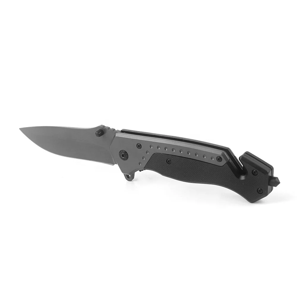 Stainless Blade G10 Handle Broken Glass Function Outdoor Camping Tactics Folding Pocket Survival Hunting Knife