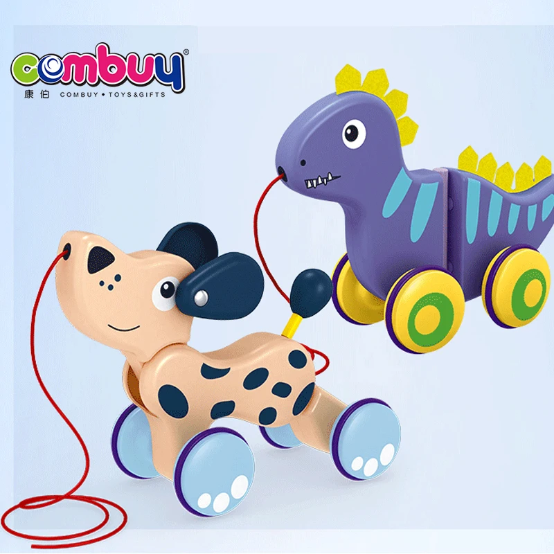 Toddler cute animals baby drag game car pull string toy